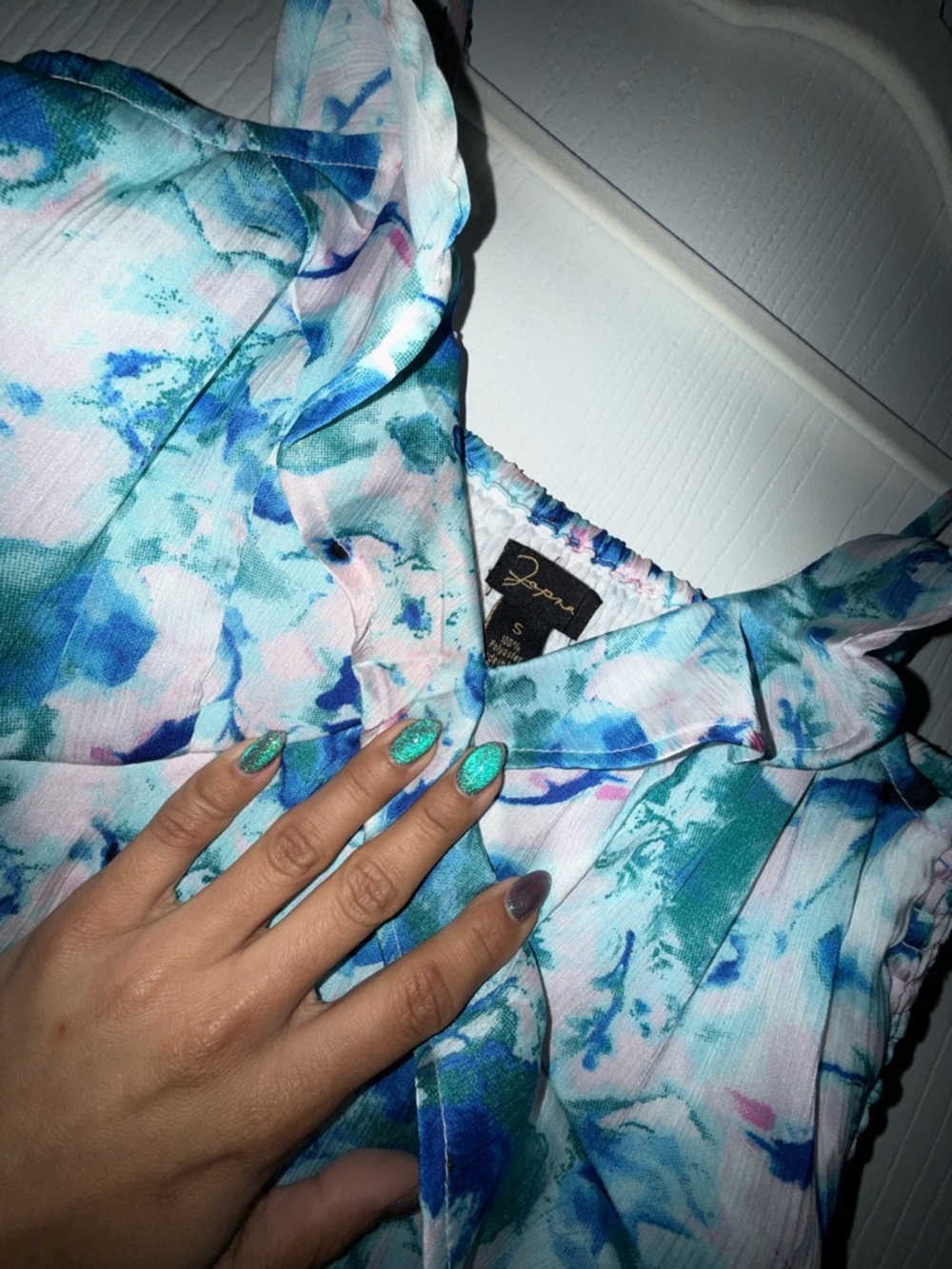 Japna Blue & Green Floral Ruffle Maxi Dress - Picture 5 of 5